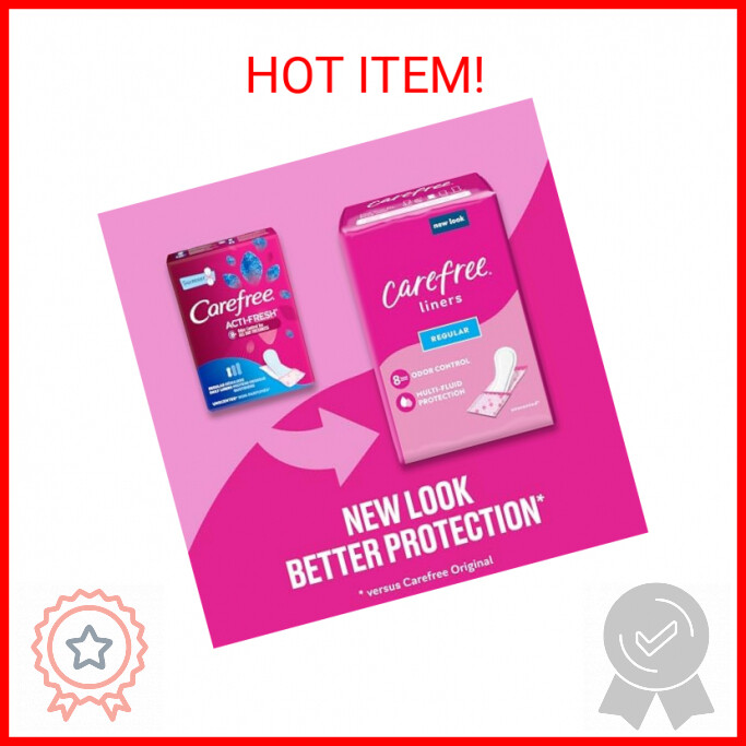 Carefree Panty Liners for Women, Regular, Wrapped, Unscented, 54ct | Pantiliners