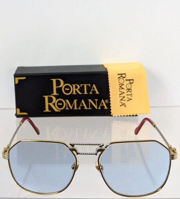 Pre-owned Porta Romana Authentic  Sunglasses Mod 1266 Col 100bgold Plated Vintage Frame In Blue