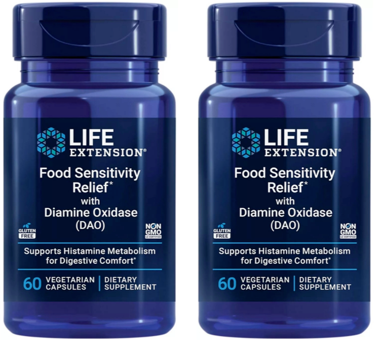 Life Extension Food Sensitivity Relief Diamine Oxidase (DAO) 20,000HDU Hist 2X60
