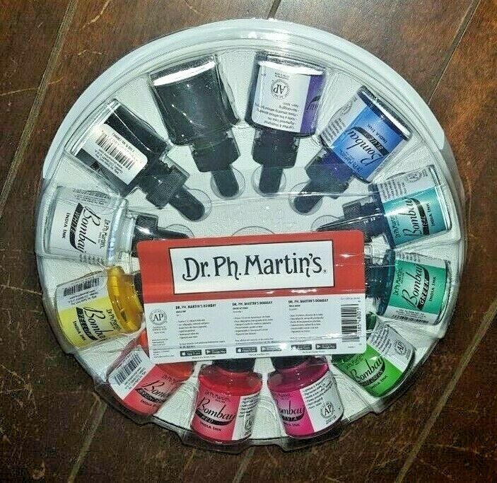 Dr Ph Martin S Bombay 12 Vibrant India Ink Set 1 Calligraphy Airbrush Pens Ebay