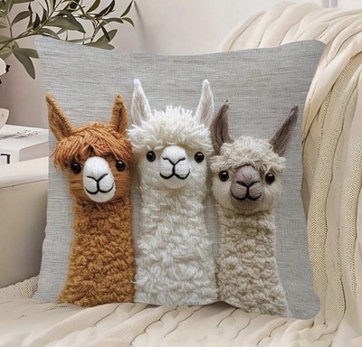Funky Novelty  Llama Alpaca PRINT  CUSHION COVER 45cm X 45 Room Decor