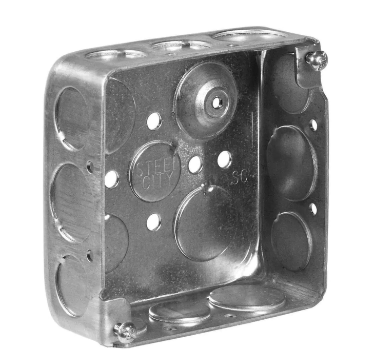 1-Gang 4 in. New Work Metal Electrical Wall Box with Ground Bump, Steel, Durable