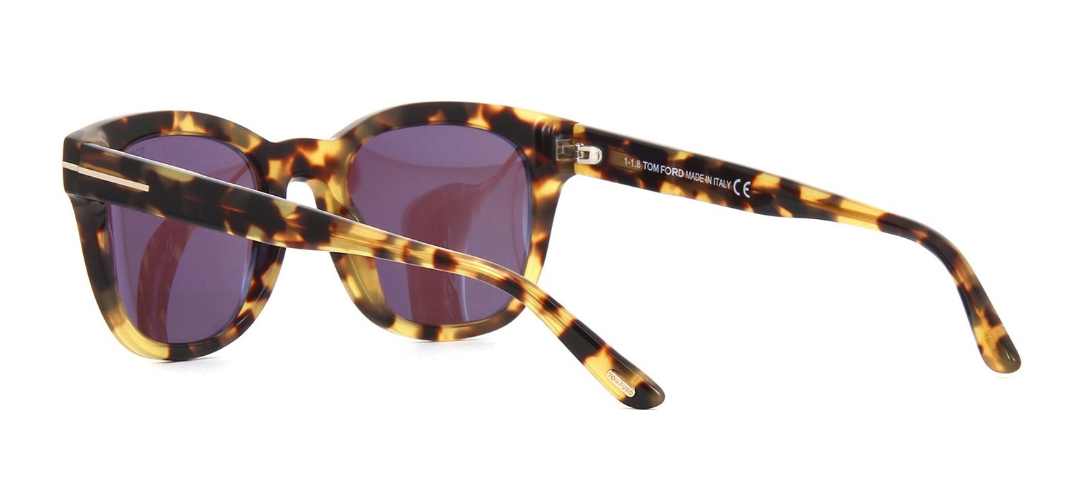 Pre-owned Tom Ford Alberto Ft 1077 Shiny Dark Havana/blue (53v) Sunglasses In Red
