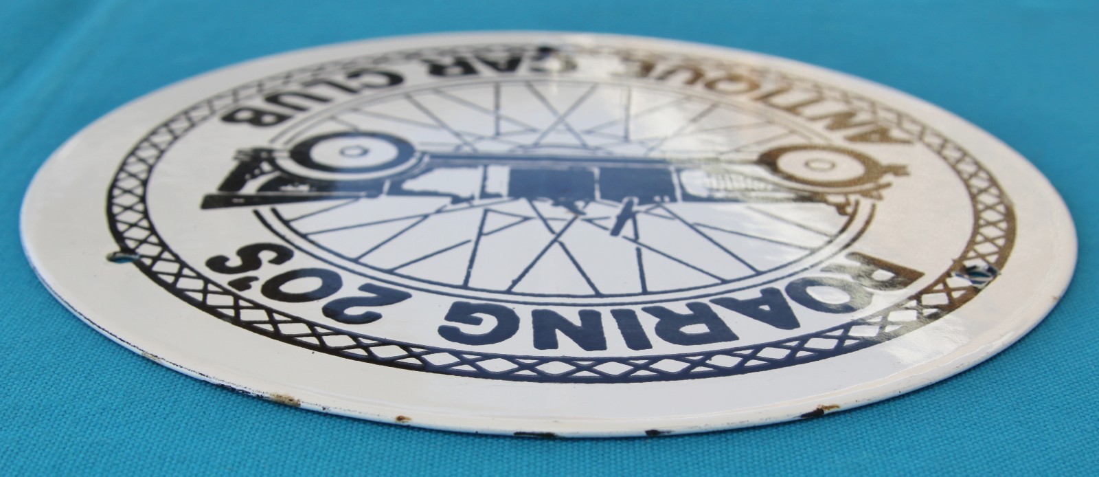 ROARING 20'S ANTIQUE CAR CLUB PORCELAIN SIGN / PLAQUE