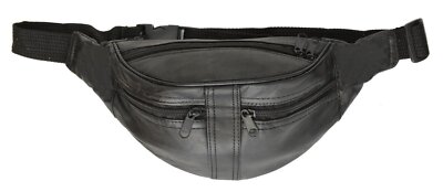 New Black Leather Waist Fanny Pack Belt Bag Pouch Travel Hip Purse Mens Womens