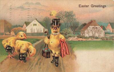 c1910 Fantasy Dressed Humanized Chicks Anthropomorphic Germany Easter P355