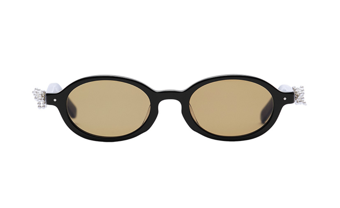 Pre-owned Mardi Mercredi Round Sunglasses M.o-001_black / + Pearl Accessories In Yellow