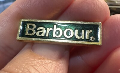 Genuine Barbour Pin Button Brass & Enamel Lapel Hat Pin Green Gold