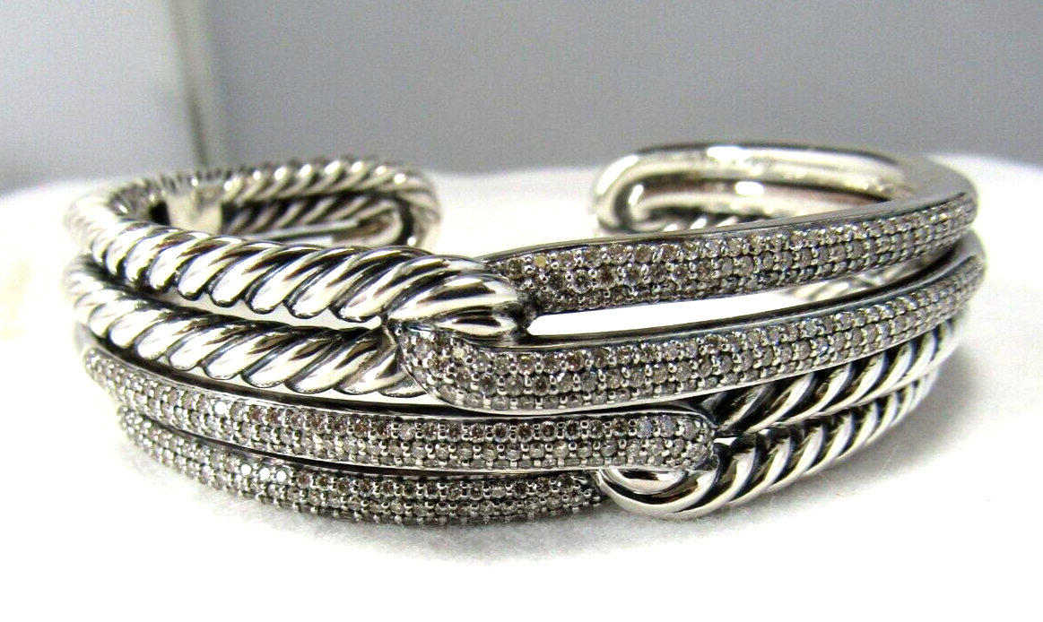 David Yurman Sterling Silver Labyrinth Double Loops Pave