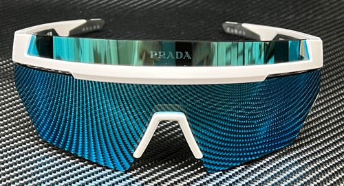 Pre-owned Prada Linea Rossa Ps 01ys Aai08r Matte White Men's 73 Mm Sunglasses In Green