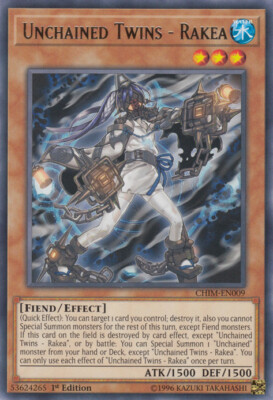 Yugioh! LP Unchained Twins - Rakea - CHIM-EN009 - Rare - 1st Edition Lightly Pla
