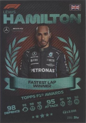 2021 Topps F1 Turbo Attax - Lewis Hamilton #235