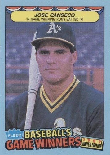 1987 Fleer Limited Edition Baseball's Game Winners - Jose Canseco #8