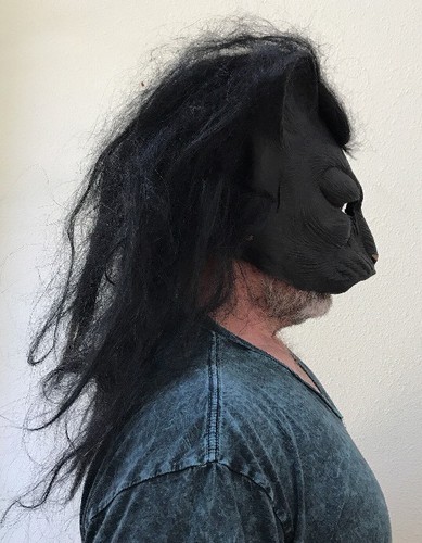 1999 Paper Magic Group Scary Panther Black Cat Were Halloween Mask Hair