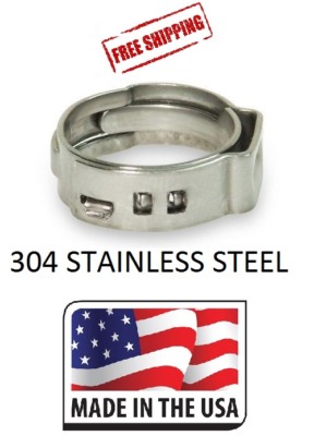 (100) 1/2 PEX Stainless Steel Clamp Cinch Rings Crimp Pinch Fitting Made in USA
