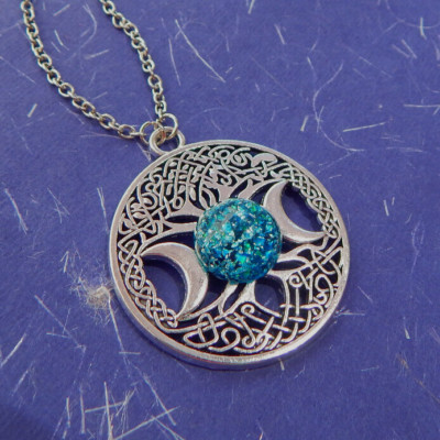 Moon Phases Necklace Pendant Celtic Chain Silver Goddess Fashion Tree of Life