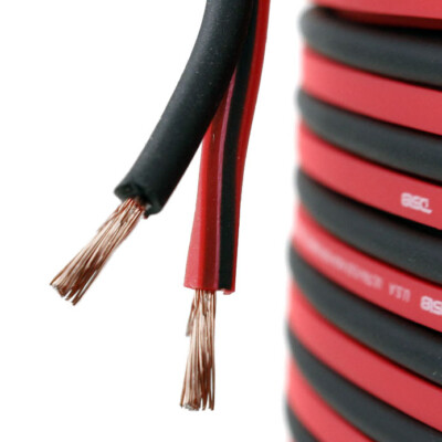 100 Ft 18 Gauge AWG Speaker Cable Car Home Audio 100' Black Red Zip Wire DS18
