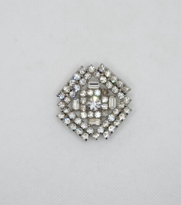 Vintage Kramer of New York Clear Rhinestone Tiered Brooch
