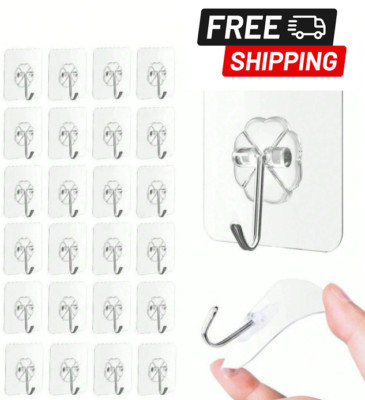 10pcs Transparent Traceless Sticky Hook, Kitchen Wall Floral Style Multi-Purpose