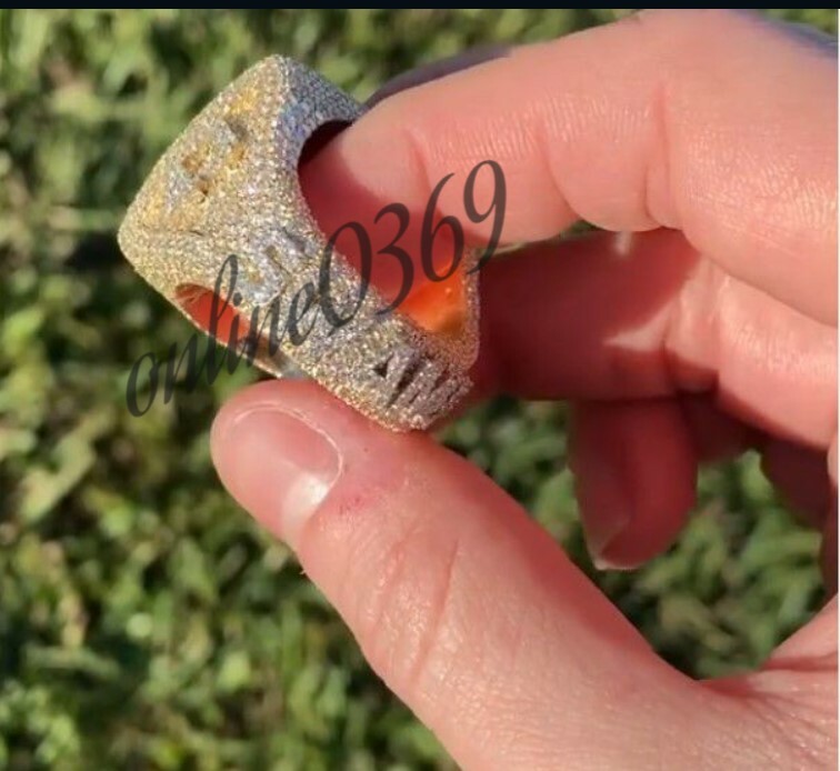 Pre-owned Online0369 Men's 3.5 Ct Natural Moissanite Custom Name Letter Fully Filled Ring 925 Silver In White