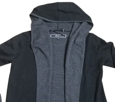 BNCI By Blanc Noir Size M Hooded Cardigan Long Sleeve Open Front Wool Blend  
