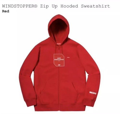 Supreme FW18 Small Box Logo Windstopper Hooded Zip Up Sweatshirt Red Medium