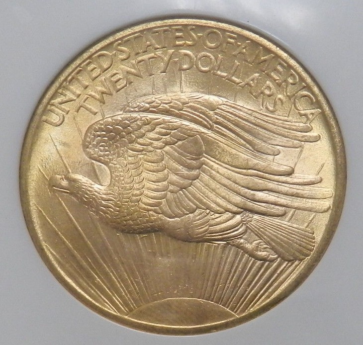 1908 $20 WELLS FARGO NEVADA St. Gaudens Gold Coin NGC MS66