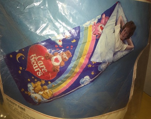 VINTAGE 1980s CARE BEARS SLEEPING Slumber BAG Sleepy Time w Original Bag Rainbow