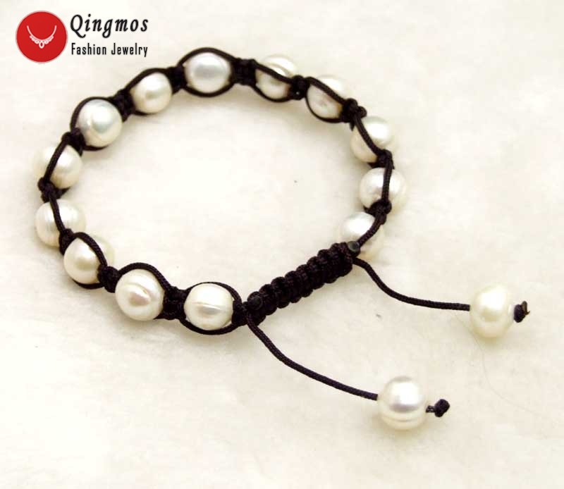 9-10 mm blanc naturel perle Bracelet Pour Femmes Chine soie Handwork Weave 7-10/"