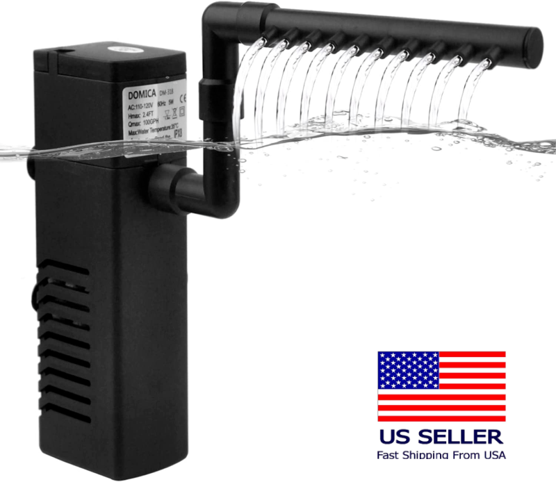 Aquarium Fish Tank Internal Submersible Filter 100GPH Power Filter 5-15 Gallon