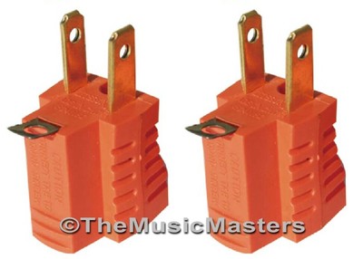 2X Electrical Wall Plug GROUNDING ADAPTERS 3 Prong Socket 2 Prong Plug Orange
