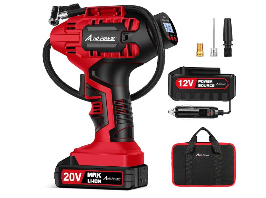 Tire Inflator Air Compressor, 20V Cordless Car Tire Pump with Rechargeable