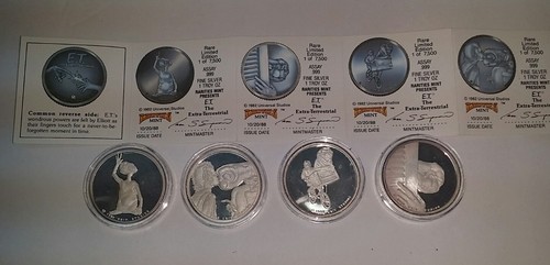 4-OZ.  SILVER 1982 E.T. SET OF-4  UNIVERAL STUDIOS