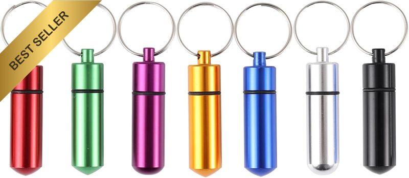 7Pcs Portable Pill Boxes, Pill Cases Keychain,Small Metal Pill Box for Outdoor T