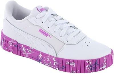 

Puma Carina 2.0 Splatter Jr. Wht/Wht/Electric Orchid для больших детей (391405 01), White/white/electric orchid