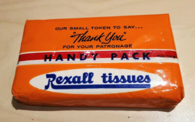 Vtg Rexall Drug Store Pocket Purse Size Tissues Kleenex Travel Handy Pack NOS