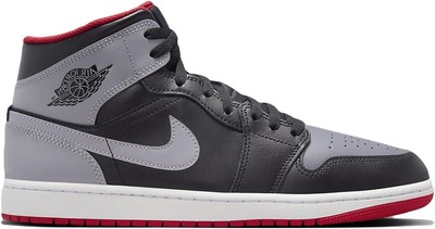 Мужские кроссовки Jordan 1 Mid Black/Цементно-серый-Огненно-красный (DQ8426 006)
