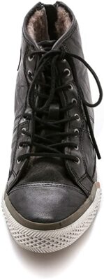 Pre-owned Frye Greene High Back Zip Shearling Lined Leather Sneakers Black Us 6.5 71172