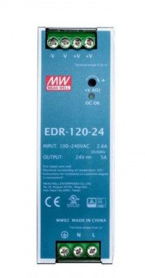 Mean Well EDR-120-24 AC-DC Industrial DIN Rail Power Supply - NEW - FREE SHIP