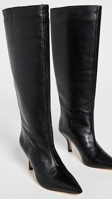 $650 Loeffler Randall Women's Whitney Heel Tall Leather Pull On Boot Black 6.5