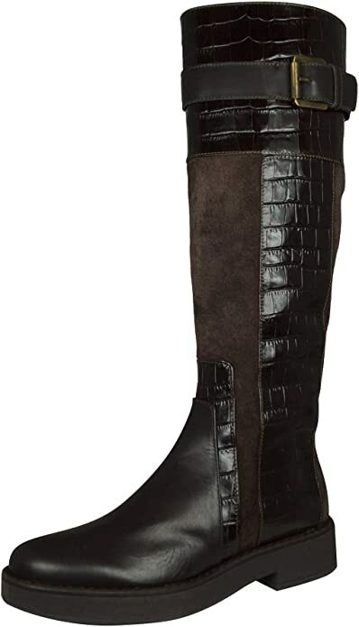 Pre-owned Geox £190  D Adrya A High Size 2.5 Chocolate Brown Knee High Flat Leather Boots