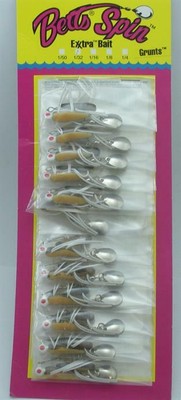 Betts 023ST-35N 1//8 Oz Beetle Spin 2/" Split Tail White//Red Dot Card of 12 12575