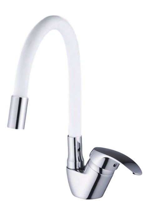 Miscelatore Rubinetto Monocomando Per Lavello Cucina Canna Flessibile Bianco dfh