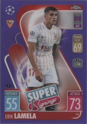 2021-22 Topps Chrome Match Attax UCL Erik Lamela #160
