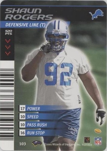 2001-02 NFL Showdown 1st & Goal Shaun Rogers #103
