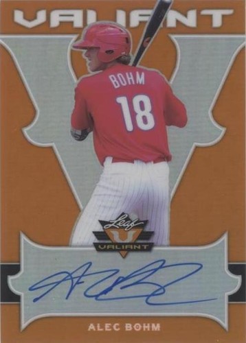 2018 ALEC BOHM RC AUTO #9/25 LEAF PURPLE FLASH Phillies HARD