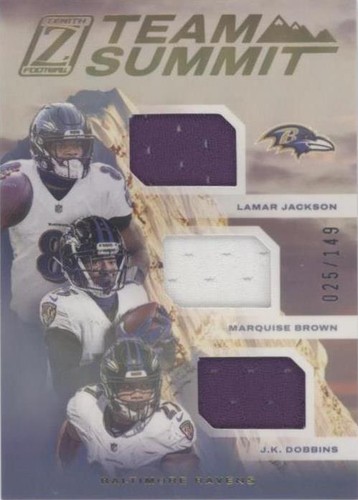 2021 Panini Zenith J.K. Dobbins Lamar Jackson Marquise Brown #TS-BR