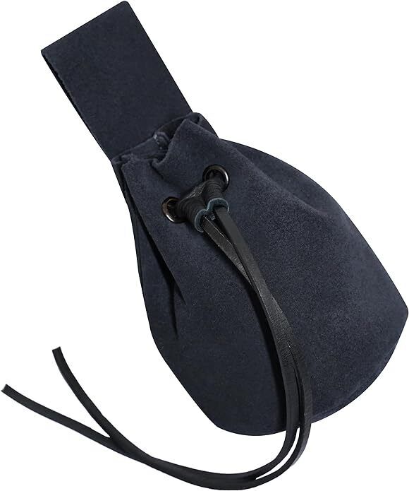 Medieval Suede Leather Pouch Renaissance Drawstring Bag for Jewelry Accessory