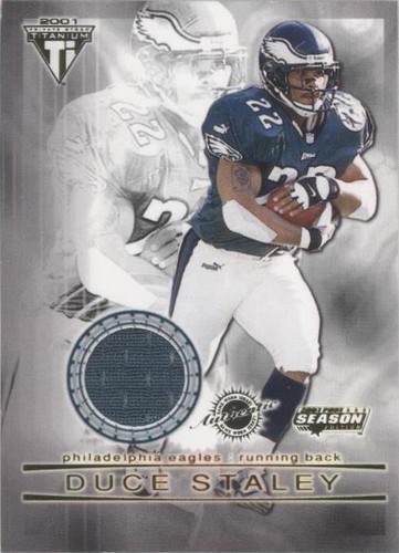 2001 Pacific Private Stock Titanium Postseason Duce Staley #78
