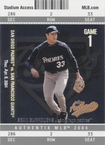 2004 Fleer Authentix - Sean Burroughs #77